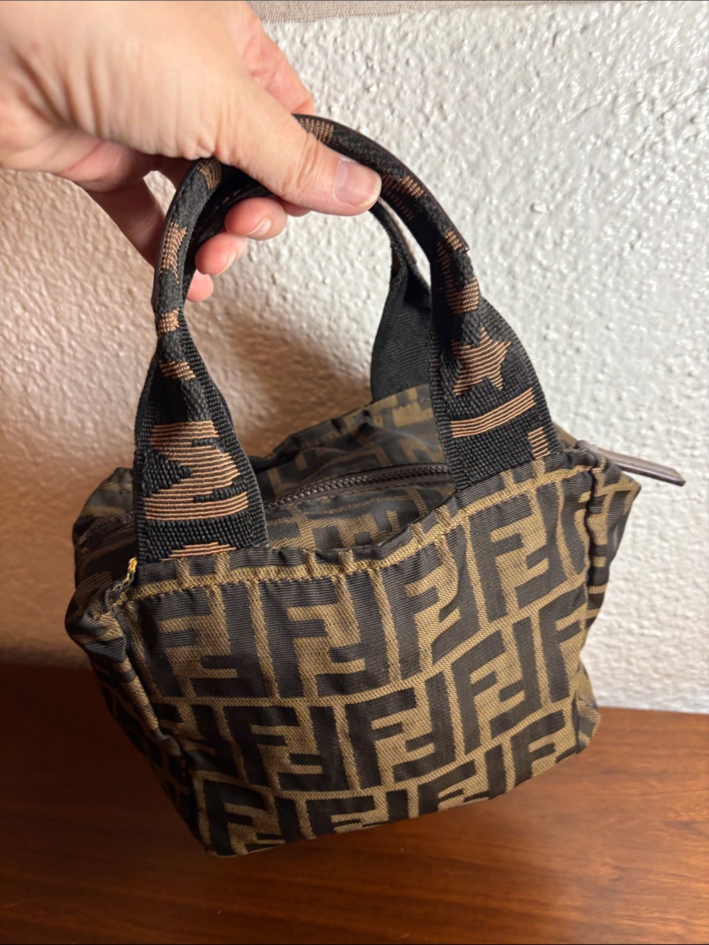 Fendi Brown Zucca Pattern Mini Cloth Bag